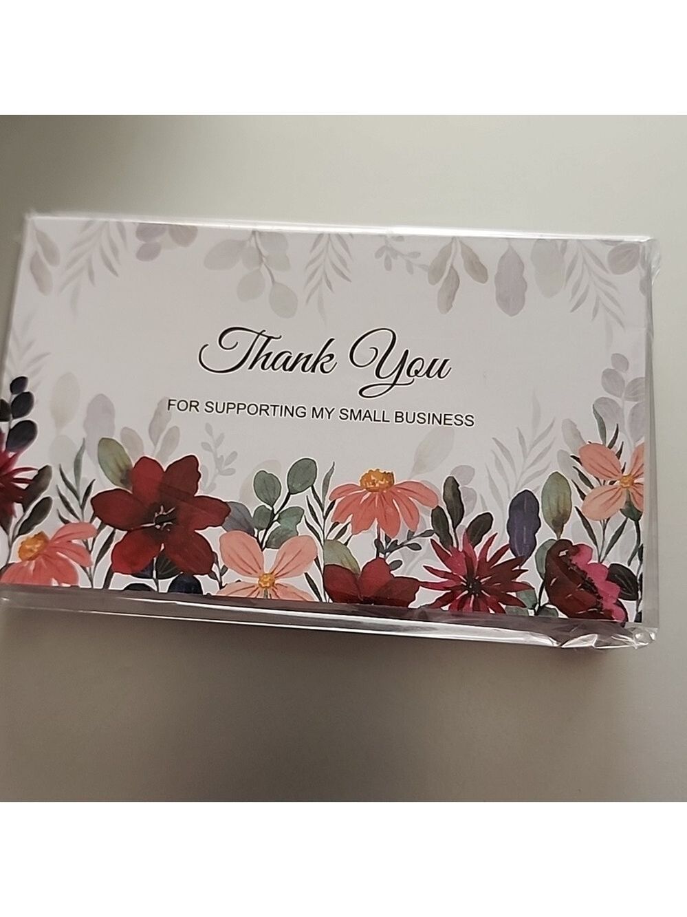 Thank You For Your Purchase PINK RED  FLOWER BUSINESS CARDS 50 COUNT